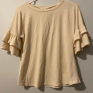 Women’s Cream Ruffle Sleeve Top